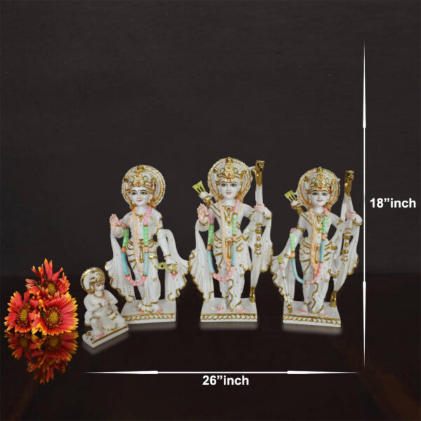 Divine Dust Marble Ram Darbar Idol for Pooja, Home Decor, Office , Temple , Gifts , Festival & Spiritual Occasions