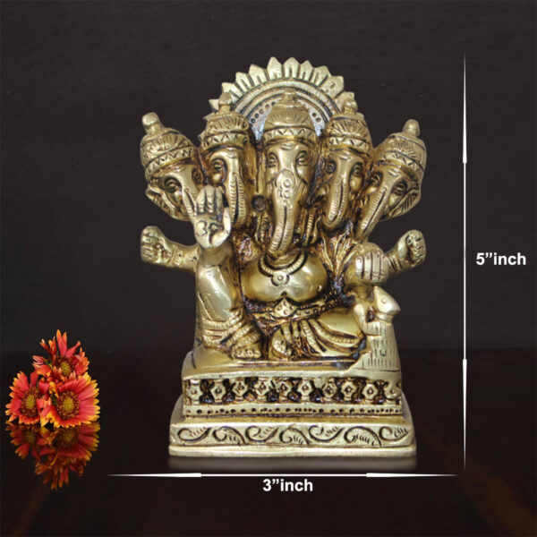 Panchamukhi Ganesha Idol | Panchmukhi Ganesh Idol | Panchmukhi Ganesh Murti Brass Statue.