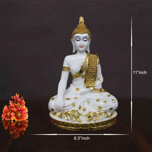 Elegant Marble Buddha Idol: A Symbol of Peace, Enlightenment, and Serenity in Exquisite Craftsmanship and Divine Beauty
