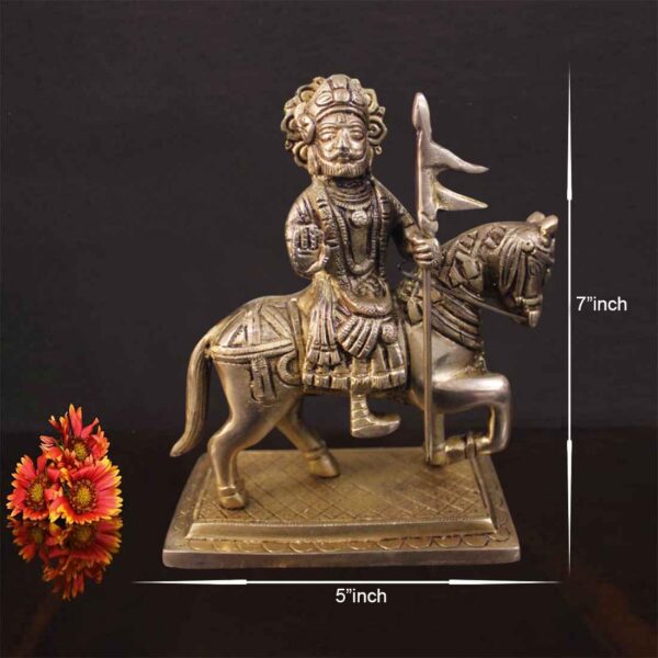 Elegant Brass Ramdev Pir Idol: Divine Symbol of Protection, Strength, and Spiritual Blessings in Exquisite Craftsmanship