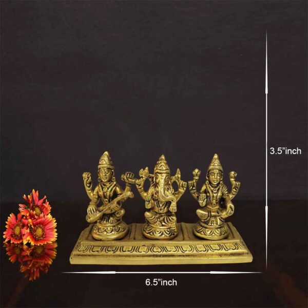 A Pure Brass Laxmi , Ganesh , Saraswati Idol For Pooja Room , Temple , Home Decor , Office.