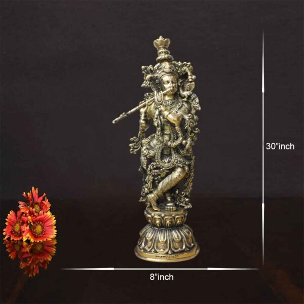 A Pure Brass Krishna Idol For Home Decor , Office , Temple , Pooja Room.