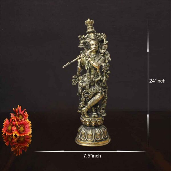 A Pure Brass Krishna Idol For Home Decor , Office , Temple , Pooja Room.
